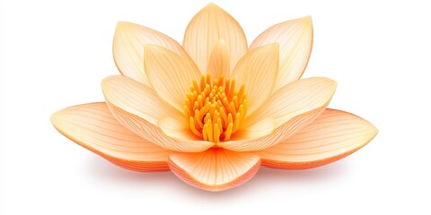 Obraz premium Serene lotus flower bloom illustration style. Waterlily blossom, floral beauty and purity, elegant and tranquil, isolated on white background. Meditation, nature, decorative botanical art, detailed