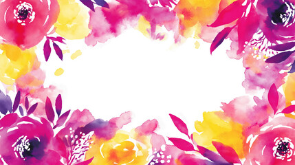 Colorful floral watercolor border design for invitations or announcements
