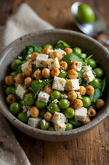 Edamame Feta Chickpea Salad