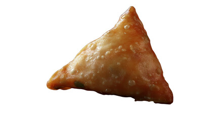 A savory samosa golden and crispy the perfect flavorful snack isolated against a stark black on transparent background