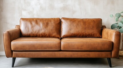 Leather Sofa, Modern Living Room Decor, Minimalist Furniture