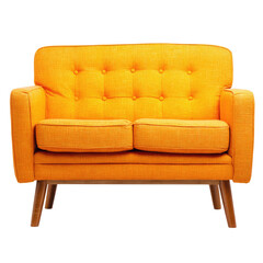 Bright Yellow Vintage Sofa Isolated On A White Background