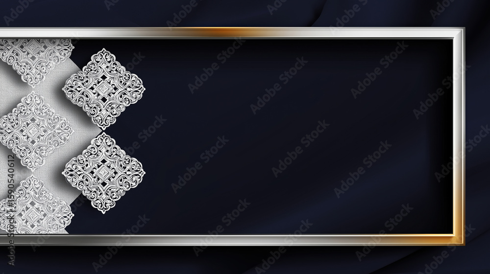 Poster beautiful intricate patterns on a dark background with a stylish frame