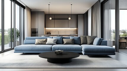Contemporary Living Room Interior, Modern Home Design Concept