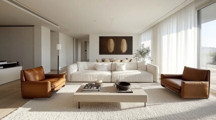 Fototapeta premium Elegant Minimalist Living Room With Stylish Furniture
