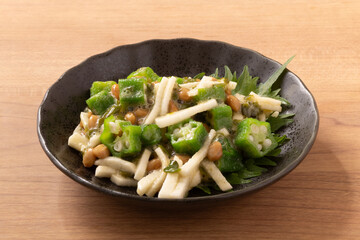 長芋オクラ　めかぶ納豆