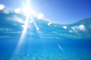 Underwater Sunlight Rays on Ocean Floor
