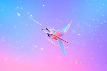 Abstract Bird Sculpture - Pink and Blue Gradient Background
