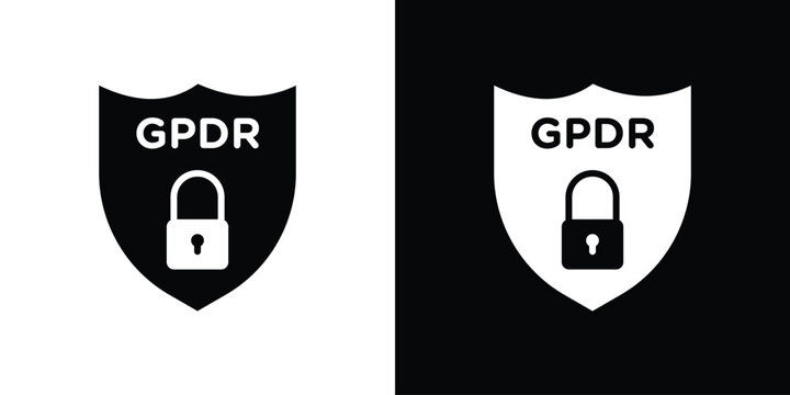 GDPR shield icon vector, filled flat sign, solid pictogram. Symbol, logo illustration.