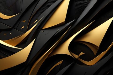 Abstract Golden and Black Geometric Design - Modern Tech Background