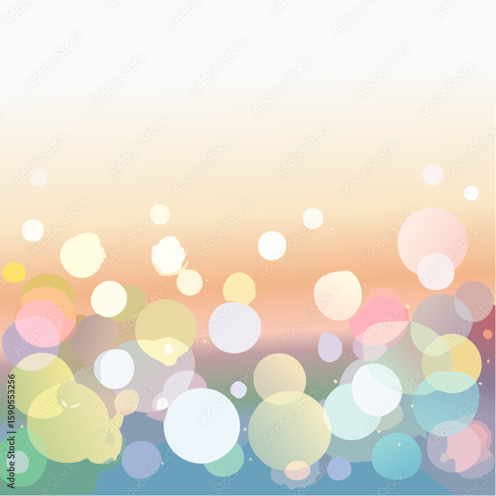 Poster pastel-colored bokeh circles softly illuminate a gradient background, creating a dreamy, ethereal at