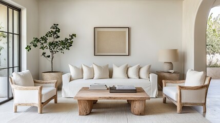 Modern Living Room Interior Design, Minimalist Home Decor, Cozy Neutral Palette