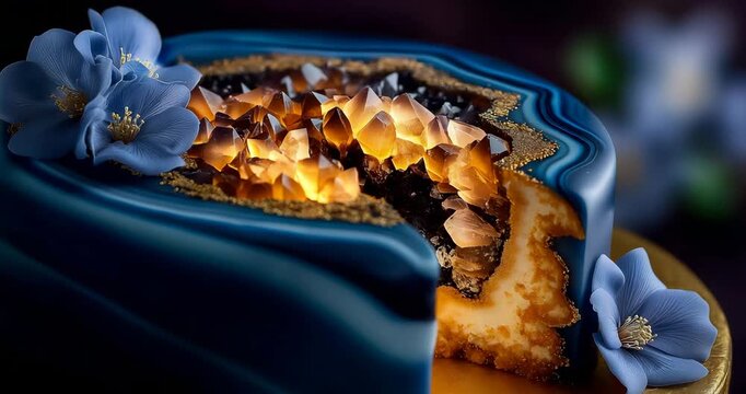 Sugar-Crystal Geode Cake Slice