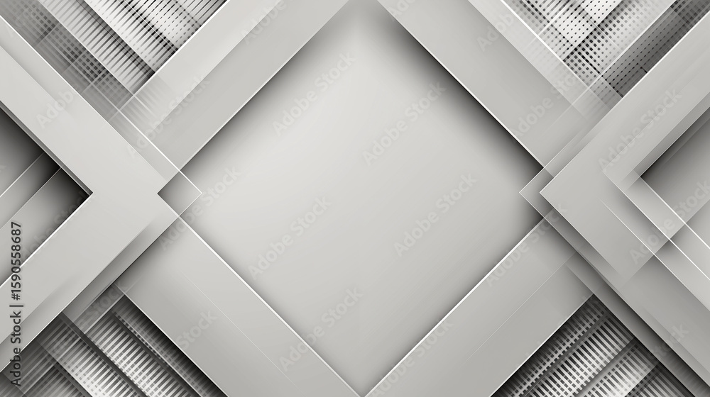 Poster abstract geometric pattern with layered shapes in grayscale color scheme