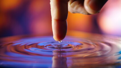 Finger Dropping Water - Abstract Liquid Ripple Effect