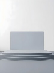 Empty stage with lighting and speaker setup background. An empty elevated stage setup with speakers lights and curtains ready for performance presentation or public event.