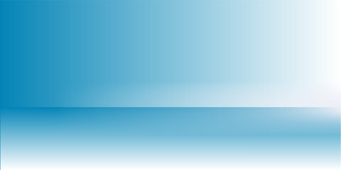 Obraz premium Panoramic abstract blue background for product presentation with sunlight and blurred shadows wall. Winter background.