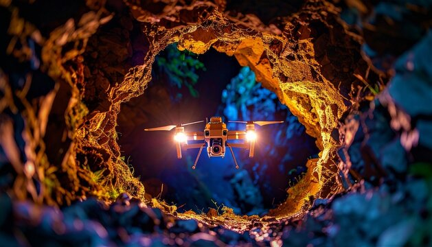 use of drones to observe objects in cave-aircraft-building ruins 20
