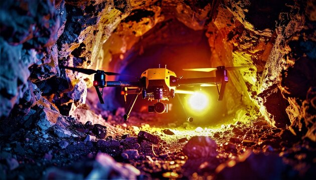 use of drones to observe objects in cave-aircraft-building ruins 25