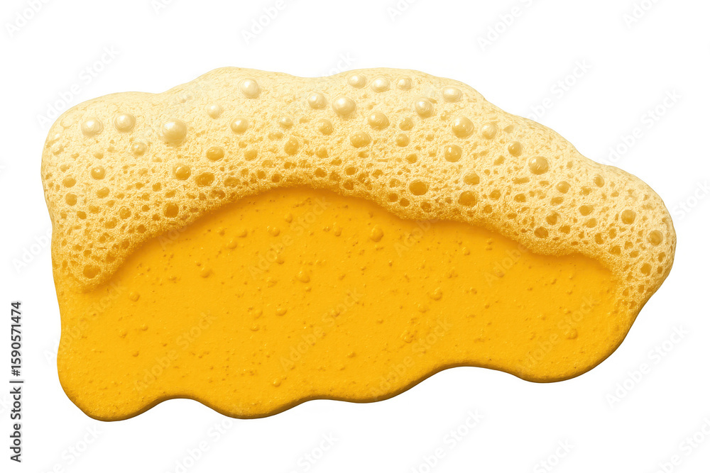 Poster overflowing beer foam with bubbles isolated on a transparent background, perfect for adding a refres