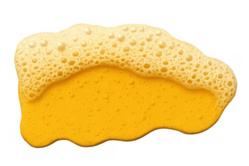 Overflowing beer foam with bubbles isolated on a transparent background, perfect for adding a refreshing touch to designs