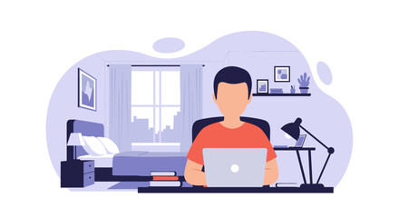 Person working from home on laptop, perfect for illustrating remote work, work-life balance, or online learning articles and social media posts.