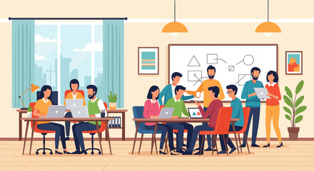 Illustrative image of a collaborative workspace, perfect for website banners, blog posts, or presentations on teamwork and productivity.