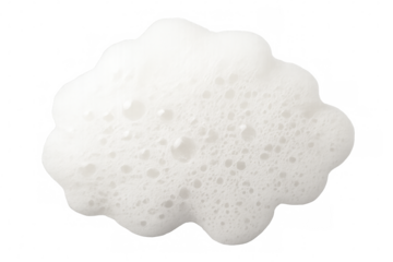 Soap foam bubbles lather isolated on transparent background forming a cloud shape, suitable for bath, shaving or cleaning products