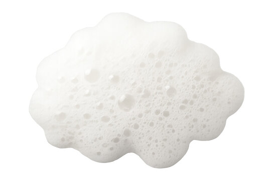 Soap foam bubbles lather isolated on transparent background forming a cloud shape, suitable for bath, shaving or cleaning products
