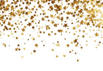 Gold star confetti shower on a black background