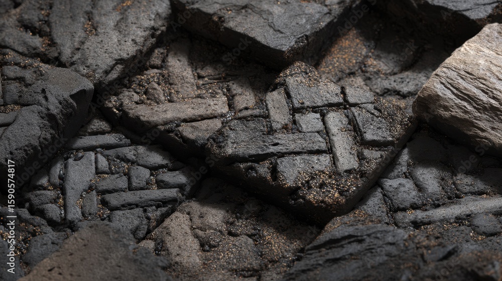 Aufkleber kiln light revealing intricate patterns, trapped carbon dioxide pockets creating complex textures on