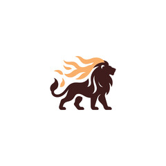 Lion flame logo in bold and fierce silhouette illustration.