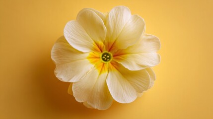 Obraz premium Single yellow flower against yellow background featuring delicate petals