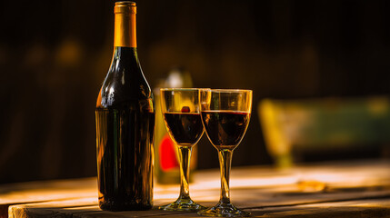 bottle of wine and glass