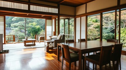 Zen Interior With Garden View, Minimalist Japanese Home Design