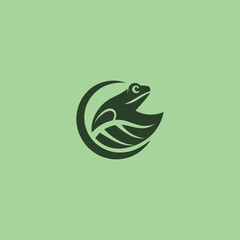 Frog leaf logo in creative and simple silhouette style.