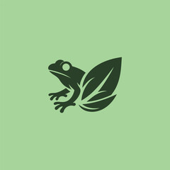 Frog leaf logo in creative and simple silhouette style.