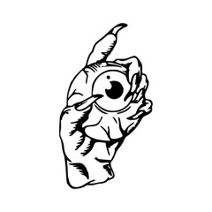 hand holding eyeball vector art for Halloween element