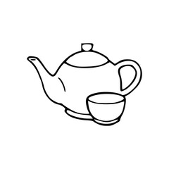 tea time set outline illustration