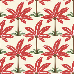 Damask palm tree shapes and ogee geometrical motifs background.Classic abstract repeat wallpaper.seamless floral pattern damask wallpaper vector illustration.Seamless abstract background pattern.