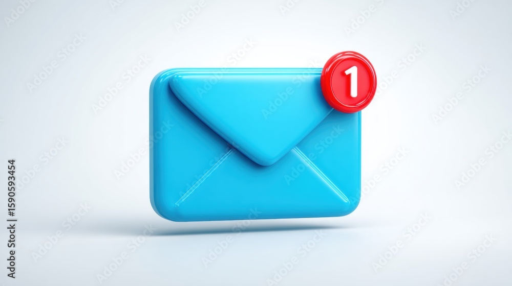 Poster email alert: a vibrant visual representation of an incoming email notification, featuring a bold blu