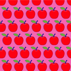 Retro Pink Apples Seamless Pattern
