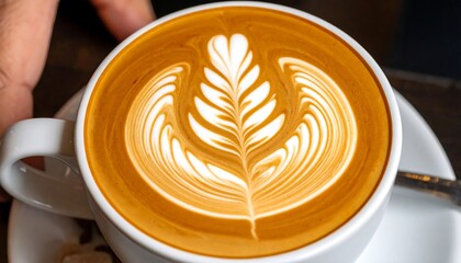 Latte art in a white cup