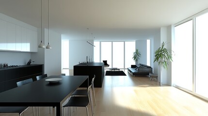 Modern Minimalist Interior, Open Space, Contemporary Design