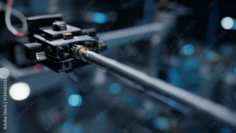 Poster robotic arm precisely manipulating components in a factory, highlighting advanced automation and inn