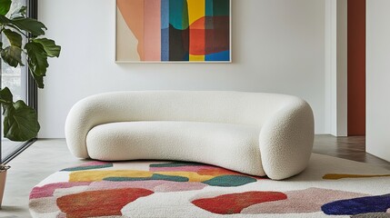 Stylish Bouclé Sofa, Modern Interior Design, Minimalist Decor