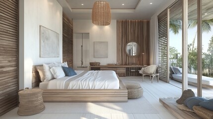 Luxury Tropical Bedroom Interior Design With Sea View, Modern Home Decor