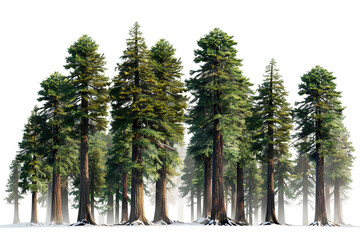 Tall Redwood Trees isolated on transparent background