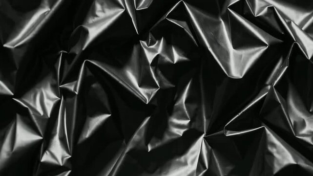 Dynamic ripple effect on shiny black fabric creating abstract motion