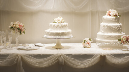 Fototapeta premium wedding cake with candles and flowers